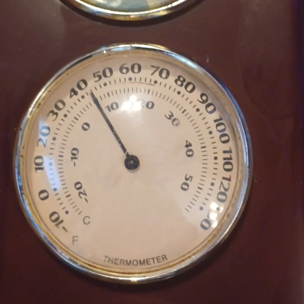 Brown Wall Thermometer with Wolf Design Humid, Weather Station